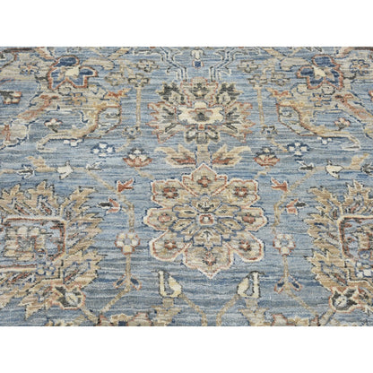 Oushak And Peshawar Wool & Silk Hand Knotted Rug Blue Blue Heaven 9.0X12.0 -O066478