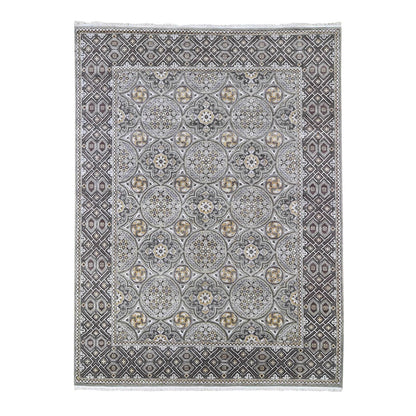 Transitional Wool & Silk Hand Knotted Rug Brown No Border 9.0X12.2 -O066479