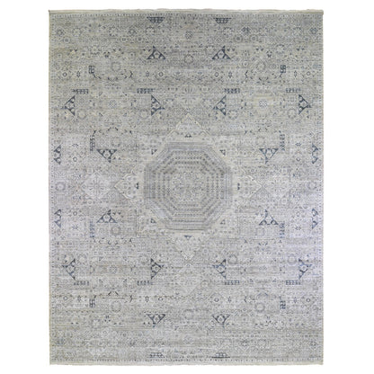 Mamluk Wool & Silk Hand Knotted Rug Grey No Border 12.0X15.2 -O066480
