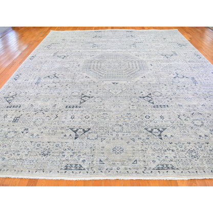 Mamluk Wool & Silk Hand Knotted Rug Grey No Border 12.0X15.2 -O066480