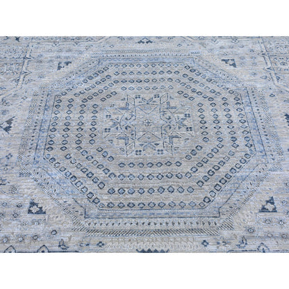 Mamluk Wool & Silk Hand Knotted Rug Grey No Border 12.0X15.2 -O066480