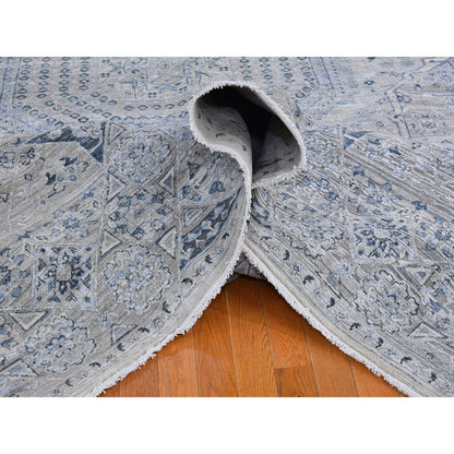 Mamluk Wool & Silk Hand Knotted Rug Grey No Border 12.0X15.2 -O066480