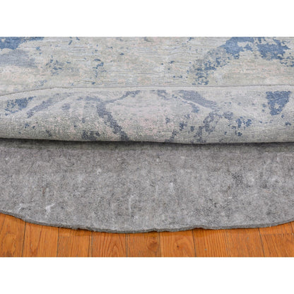 Transitional Wool & Silk Hand Knotted Rug Ivory No Border 6.1X6.1 -O066486