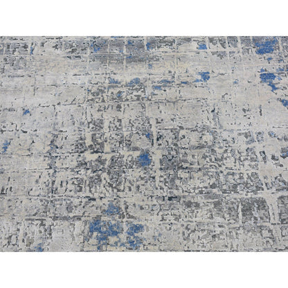 Modern and Contemporary Wool & Silk Hand Knotted Rug Ivory No Border 12.0X15.1 -O066489