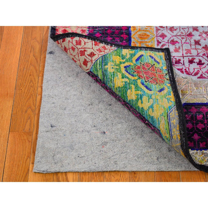 Mamluk Wool & Silk Hand Knotted Rug Yellow No Border 4.1X10.4 -O066494