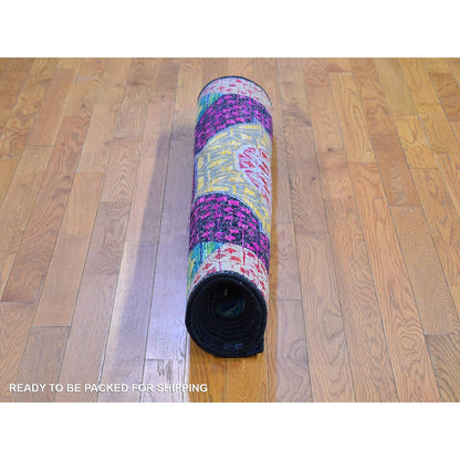 Mamluk Wool & Silk Hand Knotted Rug Yellow No Border 4.1X10.4 -O066494