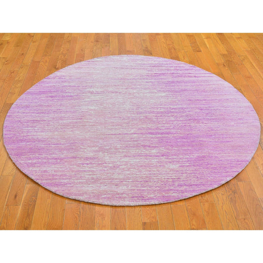 Modern and Contemporary Wool Hand Knotted Rug Pink Not Border 6.0X6.0 -O066499