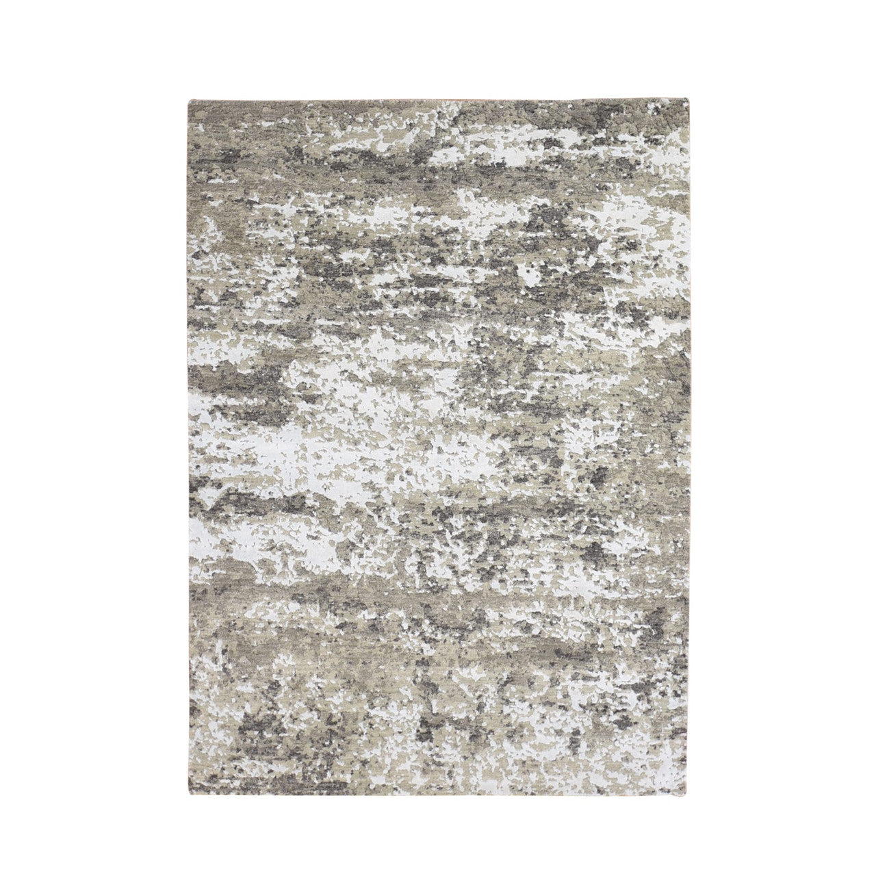 Modern and Contemporary Wool & Silk Hand Knotted Rug Grey No Border 4.1X6.0 -O066501