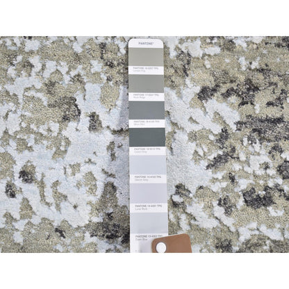 Modern and Contemporary Wool & Silk Hand Knotted Rug Grey No Border 4.1X6.0 -O066501