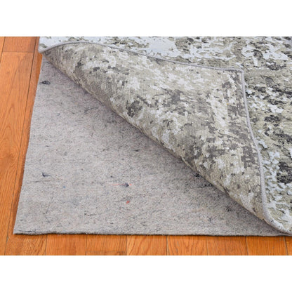 Modern and Contemporary Wool & Silk Hand Knotted Rug Grey No Border 4.1X6.0 -O066501