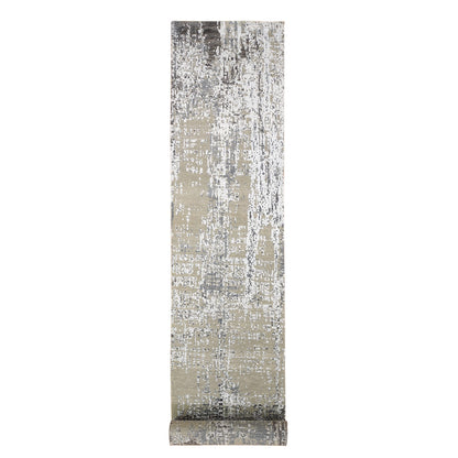 Modern and Contemporary Wool Hand Knotted Rug Grey No Border 2.6X12.0 -O066503