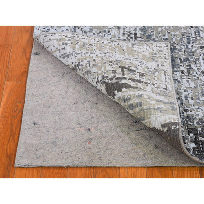 Modern and Contemporary Wool Hand Knotted Rug Grey No Border 2.6X12.0 -O066503