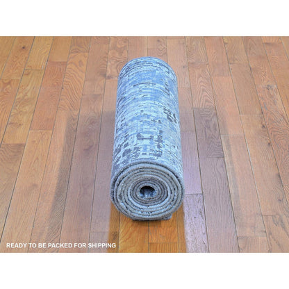 Modern and Contemporary Wool Hand Knotted Rug Grey No Border 2.6X12.0 -O066503