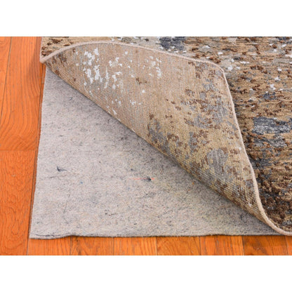 Modern and Contemporary Wool & Silk Hand Knotted Rug Brown No Border 2.6X10.0 -O066504