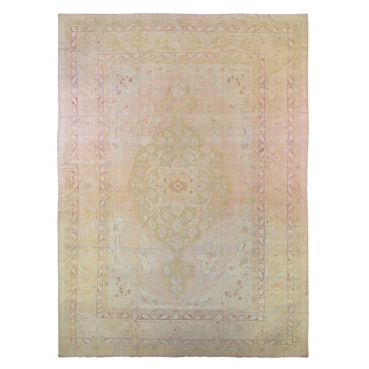 Antique Wool Hand Knotted Rug Beige Sheepskin 12.1X16.9 -O066505