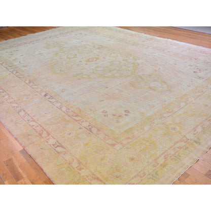 Antique Wool Hand Knotted Rug Beige Sheepskin 12.1X16.9 -O066505