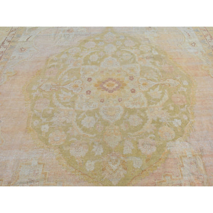 Antique Wool Hand Knotted Rug Beige Sheepskin 12.1X16.9 -O066505