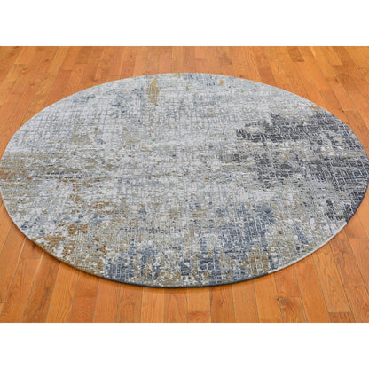 Modern and Contemporary Wool Hand Knotted Rug Grey 6.0x6.0 -O066513