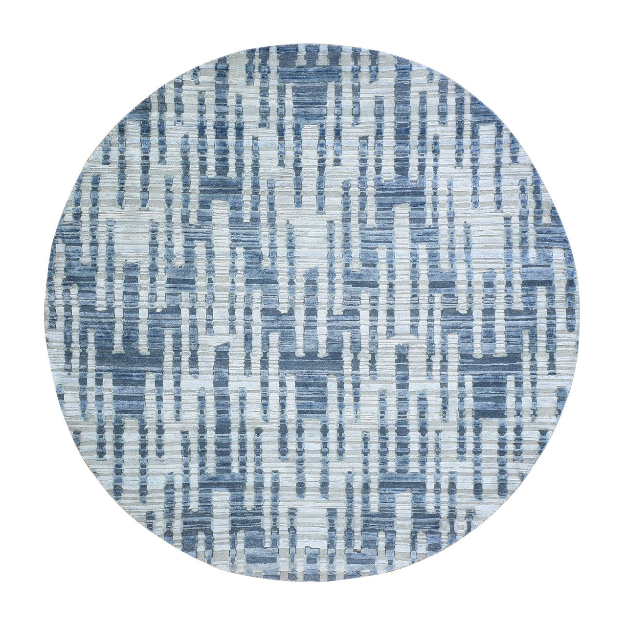 Blue 6'1" x 6'1" Modern and Contemporary Not Border Hand knotted Wool/Silk Rug - Sku: O066514
