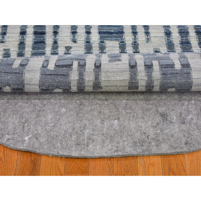 Modern and Contemporary Wool & Silk Hand Knotted Rug Blue Not Border 6.1X6.1 -O066514