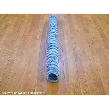 Modern and Contemporary Wool & Silk Hand Knotted Rug Blue Not Border 6.1X6.1 -O066514