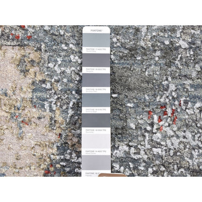 Modern and Contemporary Wool & Silk Hand Knotted Rug Grey Not Border 6.0X6.0 -O066516