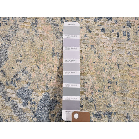 Transitional Wool & Silk Hand Knotted Rug Ivory No Border 2.0X3.4 -O066520