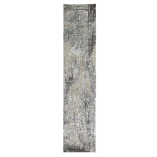 Modern and Contemporary Wool Hand Knotted Rug Grey No Border 2.6X12.0 -O066527