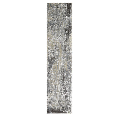 Modern and Contemporary Wool Hand Knotted Rug Grey No Border 2.6X12.0 -O066527