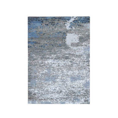 Modern and Contemporary Wool & Silk Hand Knotted Rug Grey No Border 4.0X6.0 -O066528
