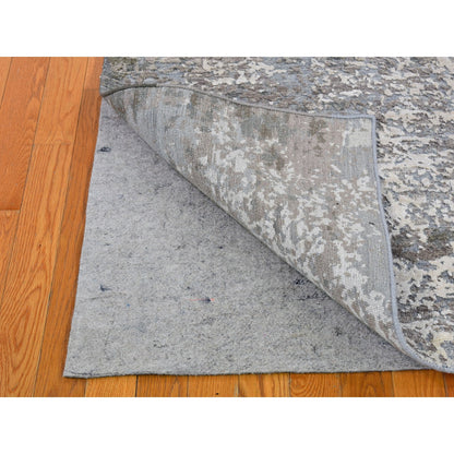 Modern and Contemporary Wool & Silk Hand Knotted Rug Grey No Border 4.0X6.0 -O066528