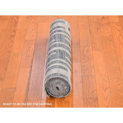 Modern and Contemporary Wool & Silk Hand Knotted Rug Blue Not Border 2.6X10.4 -O066532
