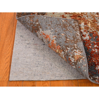 Modern and Contemporary Wool & Silk Hand Knotted Rug Brown Not Border 2.6X4.1 -O066539