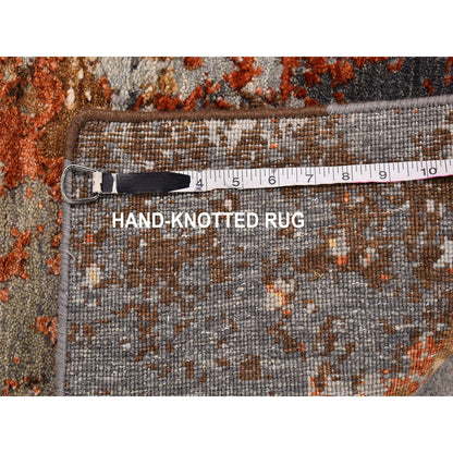 Modern and Contemporary Wool & Silk Hand Knotted Rug Brown Not Border 2.6X4.1 -O066539