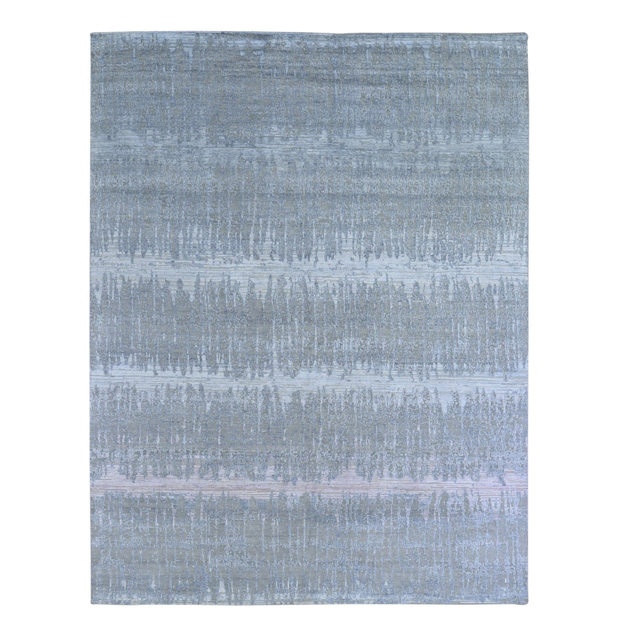 Gray 8'0" x 10'3" Modern and Contemporary Not Border Hand knotted Wool/Silk Rug - Sku: O066543