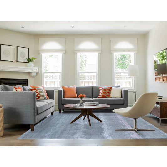 Modern and Contemporary Wool & Silk Hand Knotted Rug Grey Not Border 8.0X10.3 -O066543