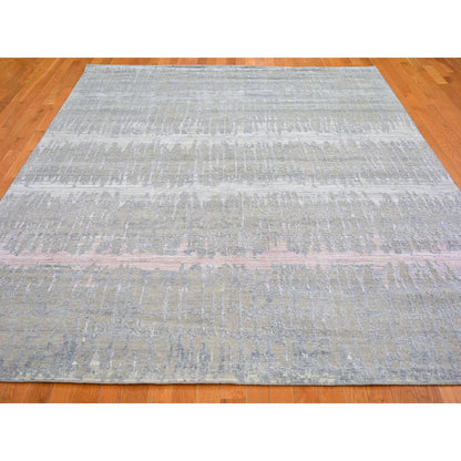 Modern and Contemporary Wool & Silk Hand Knotted Rug Grey Not Border 8.0X10.3 -O066543