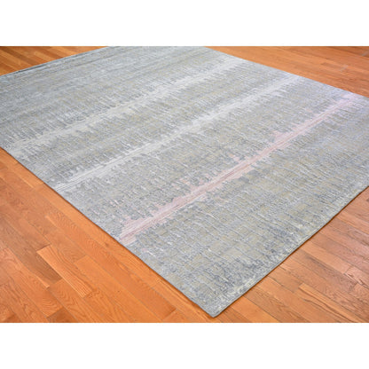 Modern and Contemporary Wool & Silk Hand Knotted Rug Grey Not Border 8.0X10.3 -O066543