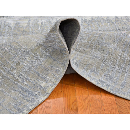 Modern and Contemporary Wool & Silk Hand Knotted Rug Grey Not Border 8.0X10.3 -O066543