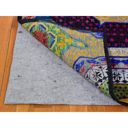Modern and Contemporary Wool & Silk Hand Knotted Rug Yellow Not Border 4.1X12.3 -O066544
