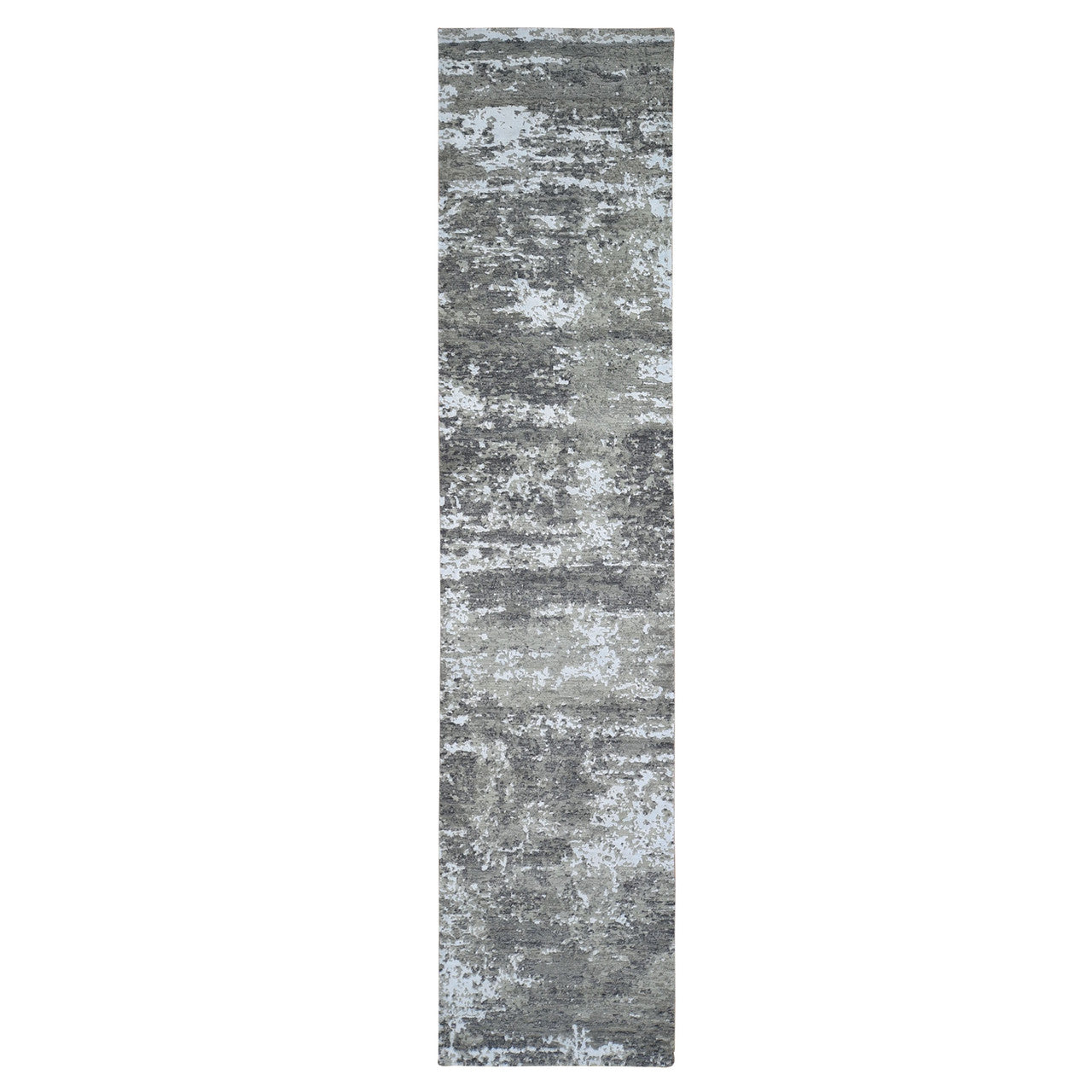 Gray 2'6" x 12'0" Modern and Contemporary Not Border Hand knotted Wool Rug - Sku: O066548