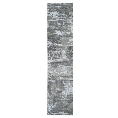 Modern and Contemporary Wool Hand Knotted Rug Grey Not Border 2.6X12.0 -O066548