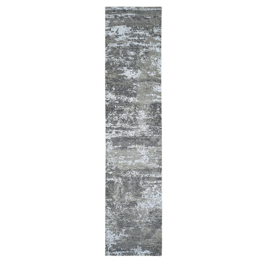 Modern and Contemporary Wool Hand Knotted Rug Grey Not Border 2.6X12.0 -O066548