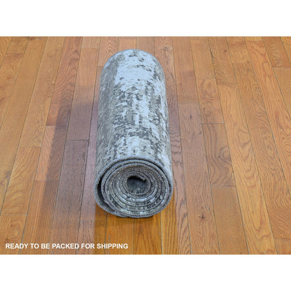 Modern and Contemporary Wool Hand Knotted Rug Grey Not Border 2.6X12.0 -O066548