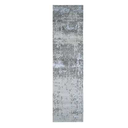 Modern and Contemporary Wool Hand Knotted Rug Grey Not Border 2.5X10.3 -O066553