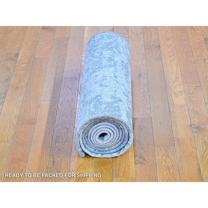 Modern and Contemporary Wool Hand Knotted Rug Grey Not Border 2.5X10.3 -O066553