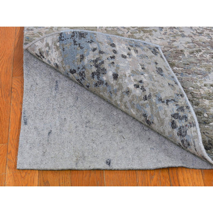 Modern and Contemporary Wool & Silk Hand Knotted Rug Grey Not Border 2.6X10.6 -O066556