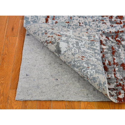 Modern and Contemporary Wool & Silk Hand Knotted Rug Blue Not Border 2.6X10.2 -O066570