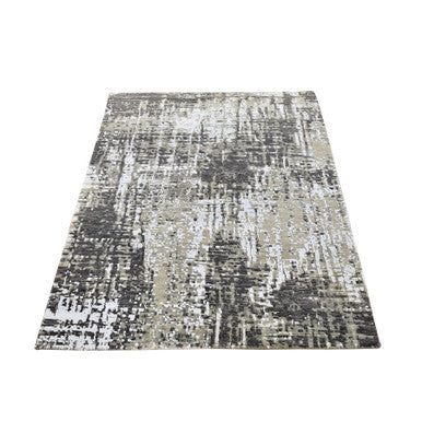 Modern and Contemporary Wool Hand Knotted Rug Grey 3.0x5.2 -O066572
