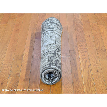 Modern and Contemporary Wool Hand Knotted Rug Grey 3.0x5.2 -O066572
